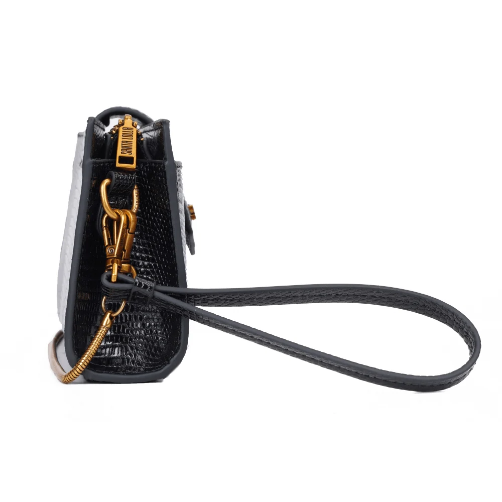 Bolsa Carteira Lizard Preta Alça De Ombro - vista 7 de 7