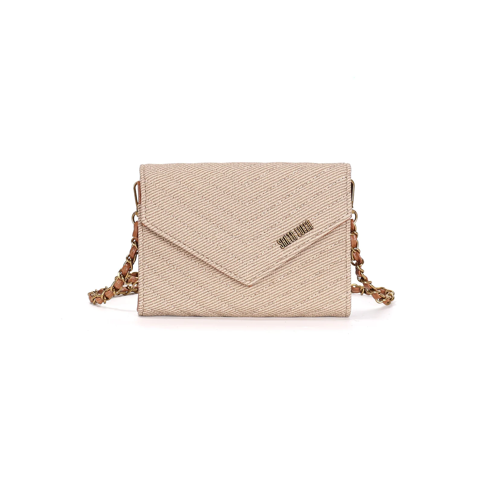 Bolsa Carteira Pequena Canvas Bege Alça Transversal - vista 1 de 3
