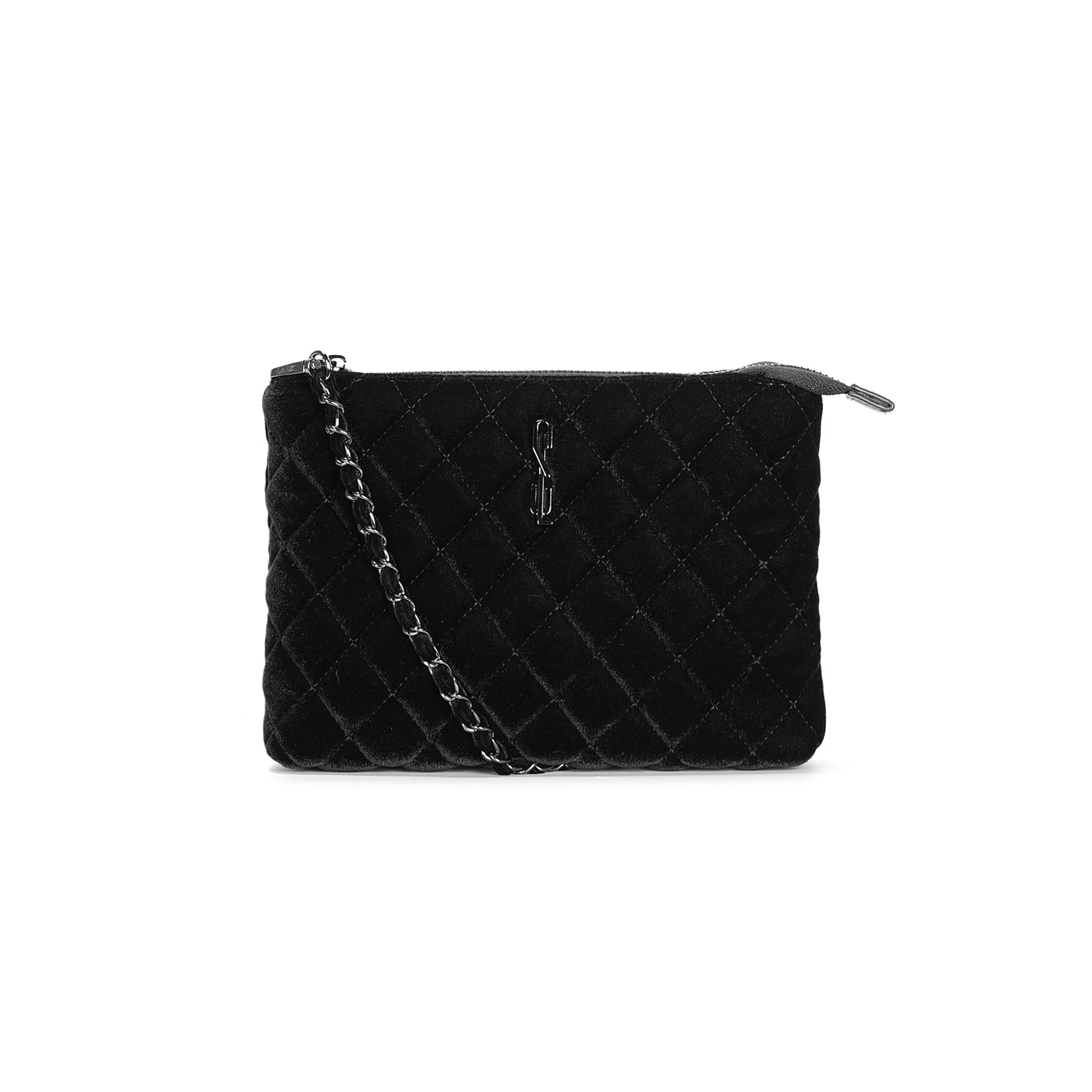 Bolsa Pequena Veludo Preto Alça Transversal - vista 1 de 3
