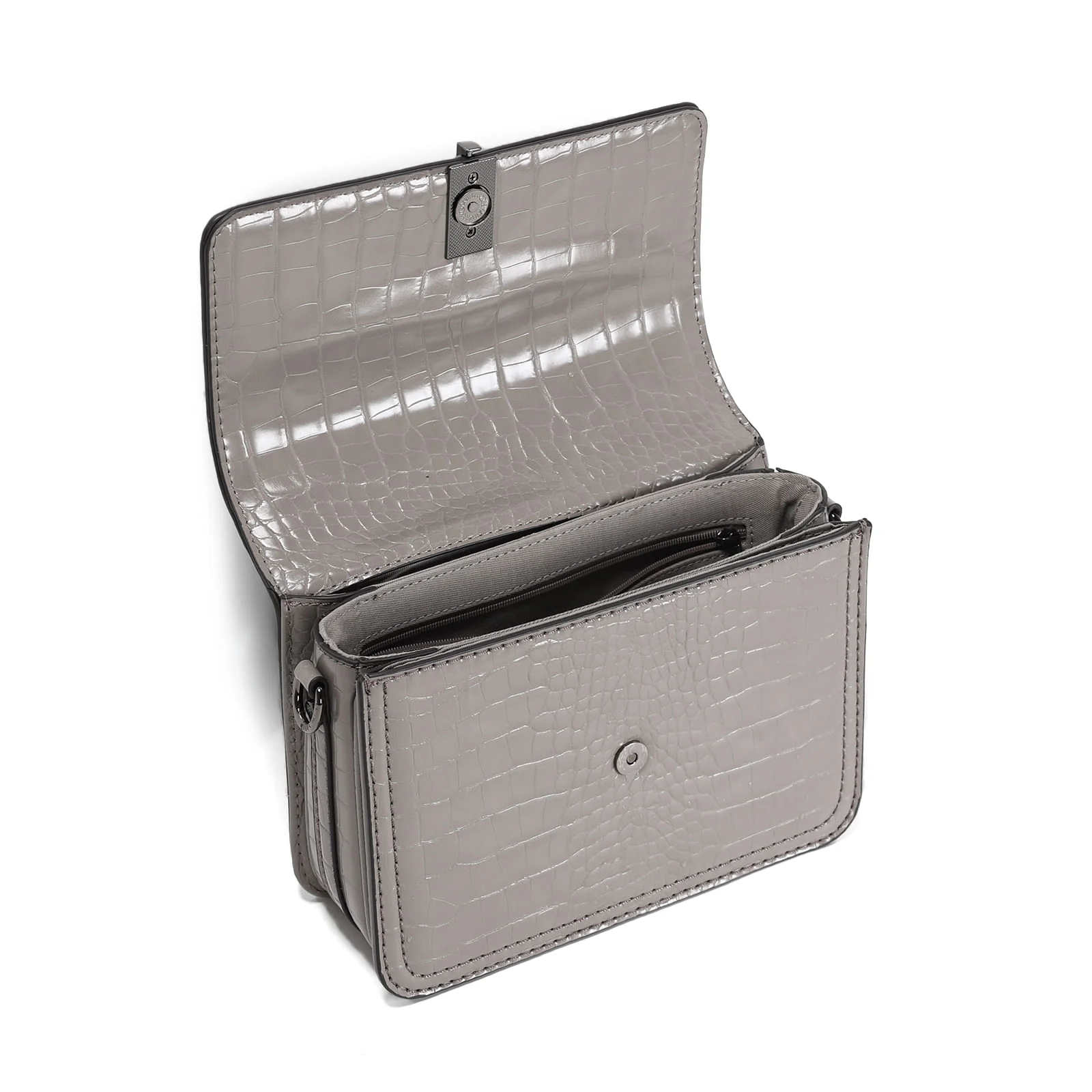 Bolsa Croco Cinza Alça Transversal - vista 3 de 3