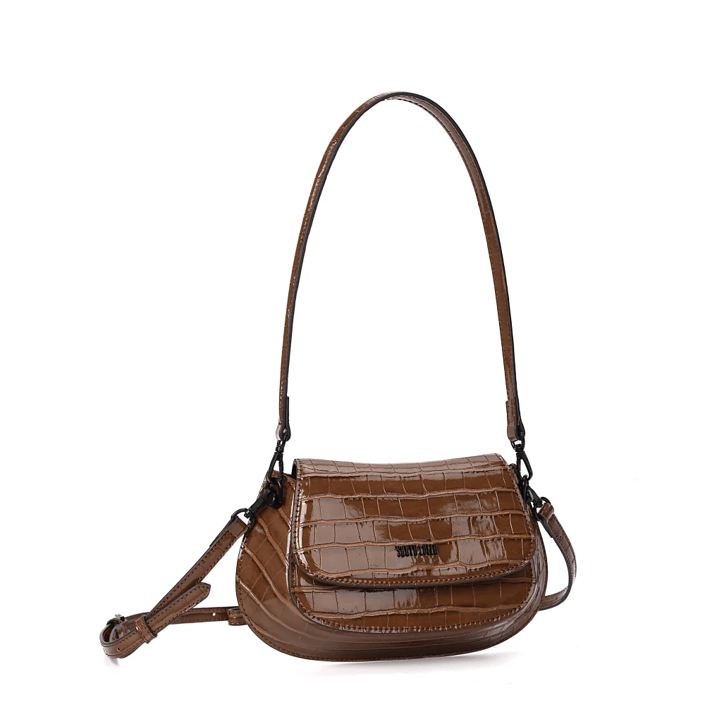 Bolsa Croco Marrom Alça De Ombro - vista 2 de 6