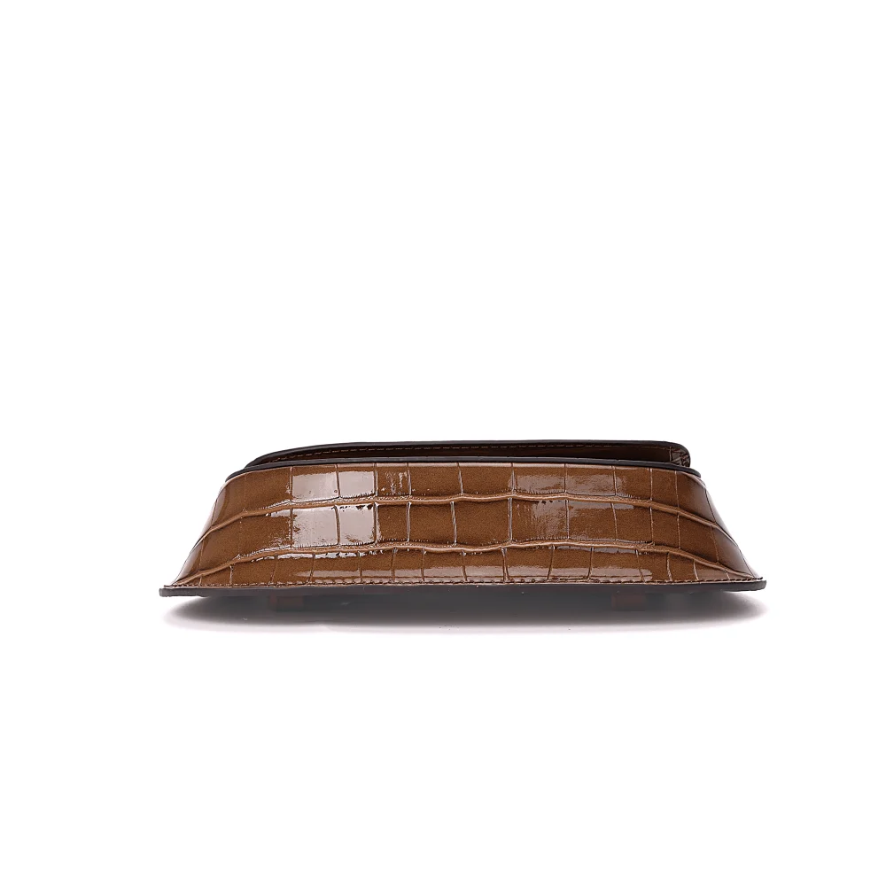Bolsa Croco Marrom Alça De Ombro - vista 6 de 6