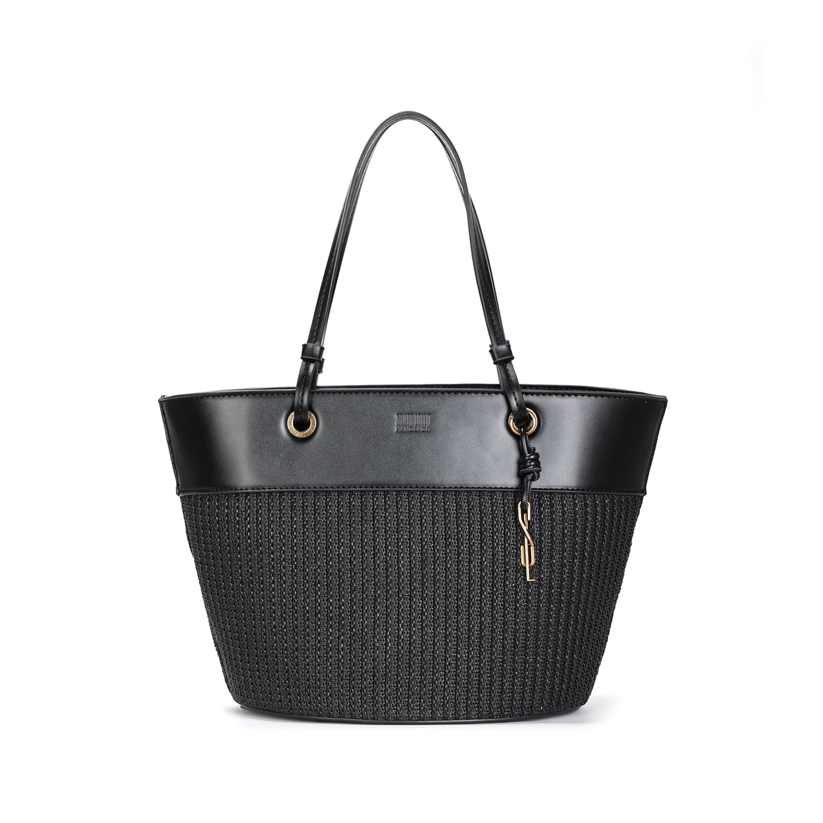 Bolsa Grande Tramado Preta Alça De Ombro - vista 1 de 3