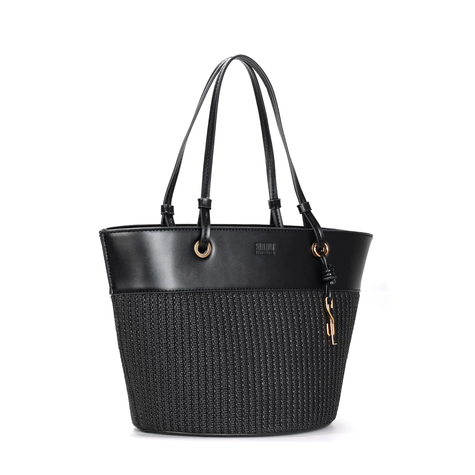 Bolsa Grande Tramado Preta Alça De Ombro - vista 2 de 3