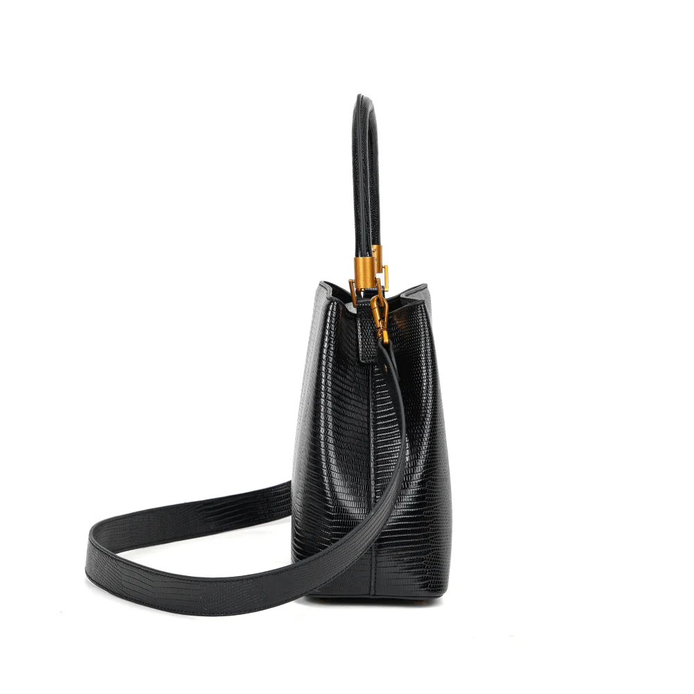 Bolsa Tote Lizard Preta Duas Alças - vista 4 de 7