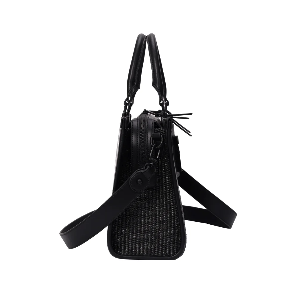Bolsa Tramado Preta Duas Alças - vista 3 de 5