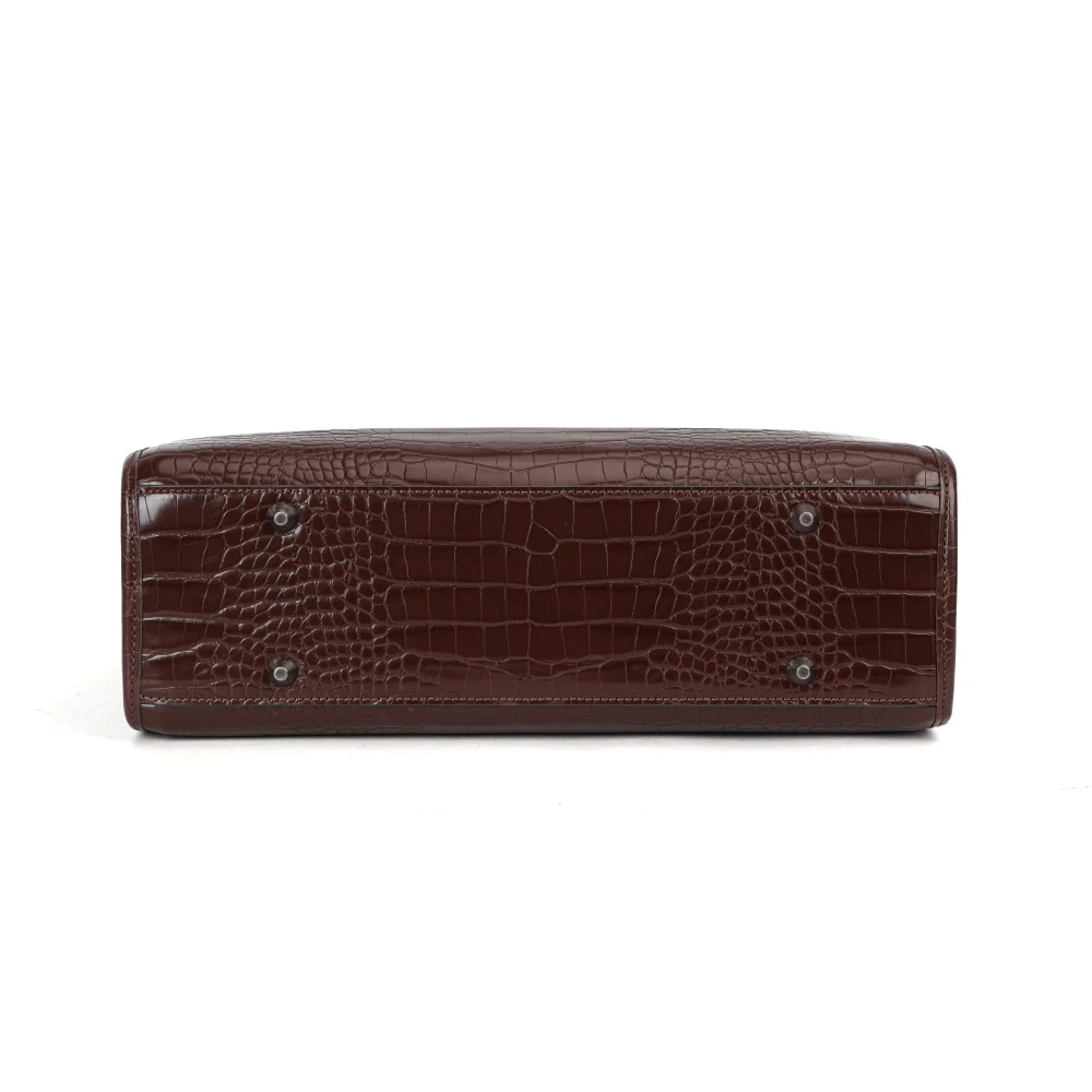 Bolsa Tote Croco Marrom Dark Cocoa Duas Alças - vista 6 de 7