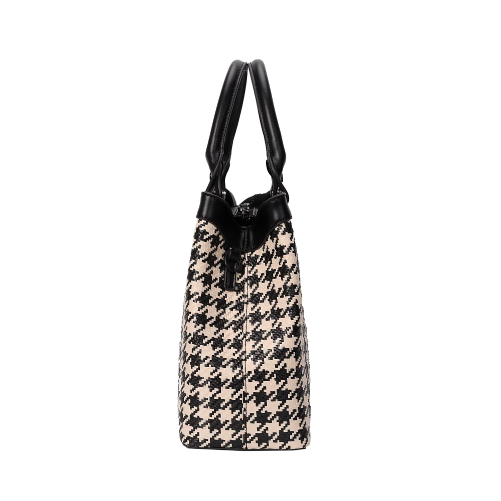 Bolsa Tote Tramado Preto E Branco Duas Alças - vista 3 de 5