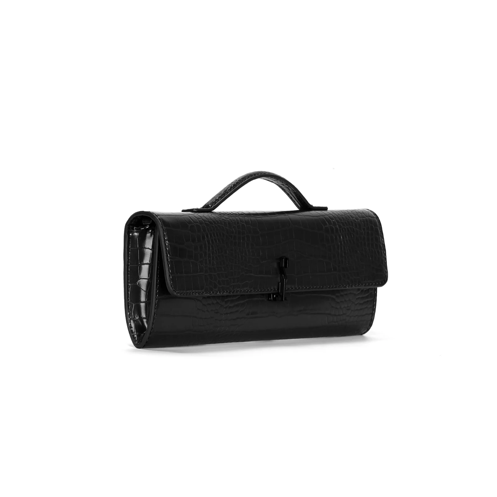 Bolsa Croco Preta Duas Alças - vista 2 de 3