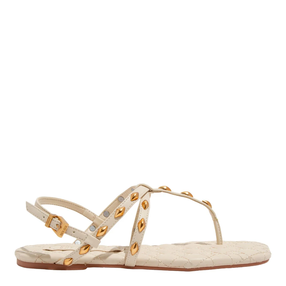 Rasteira Matelassê  Napa Soft Off White Bico Quadrado - vista 1 de 4
