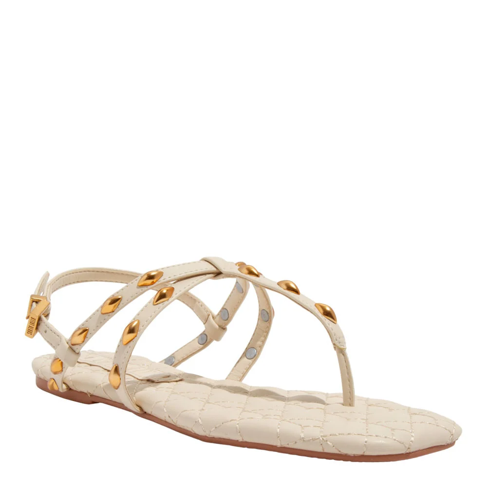 Rasteira Matelassê  Napa Soft Off White Bico Quadrado - vista 2 de 4