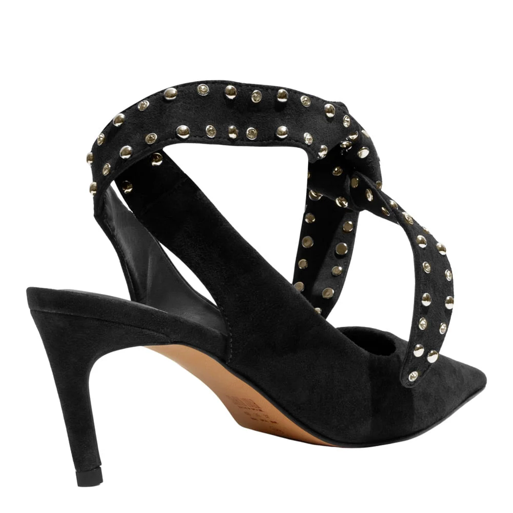 Scarpin Couro Camurça Premium Preto Bico Fino - vista 3 de 3