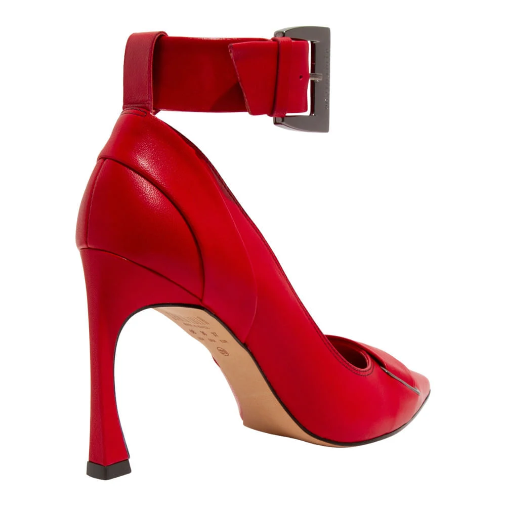 Scarpin Couro Pelica Soft Vermelho Bico Fino - vista 5 de 5