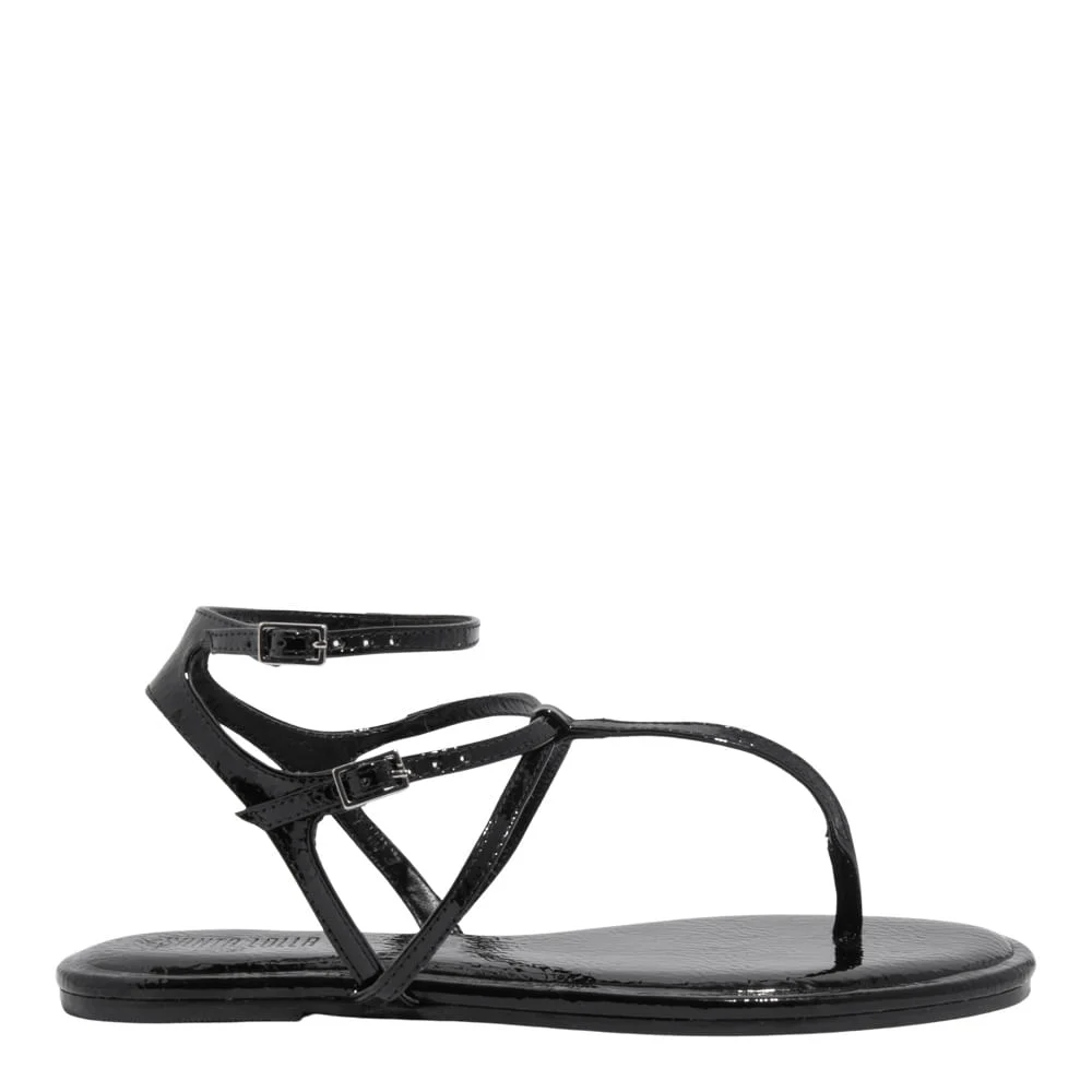 Rasteira Verniz Glossy Preto Bico Redondo - vista 1 de 4