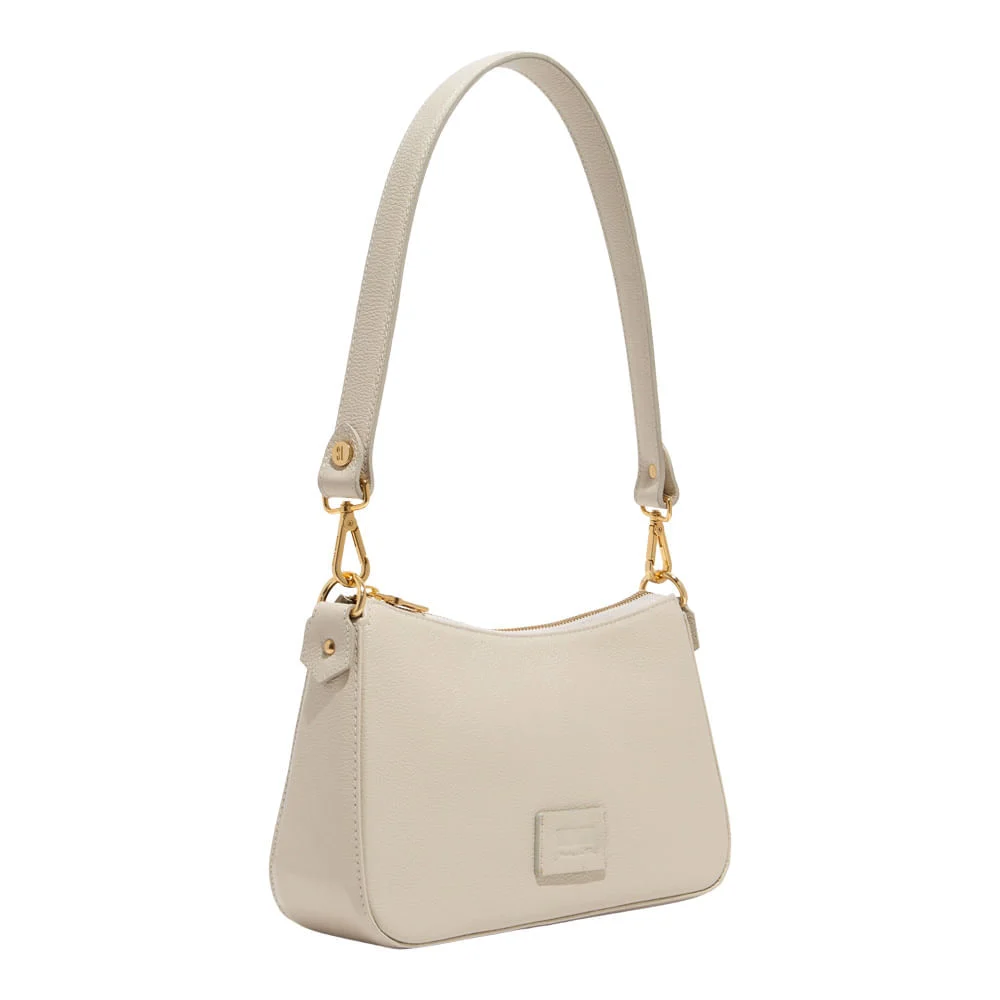 Bolsa Baguete Média Couro Floater Off White - vista 2 de 3