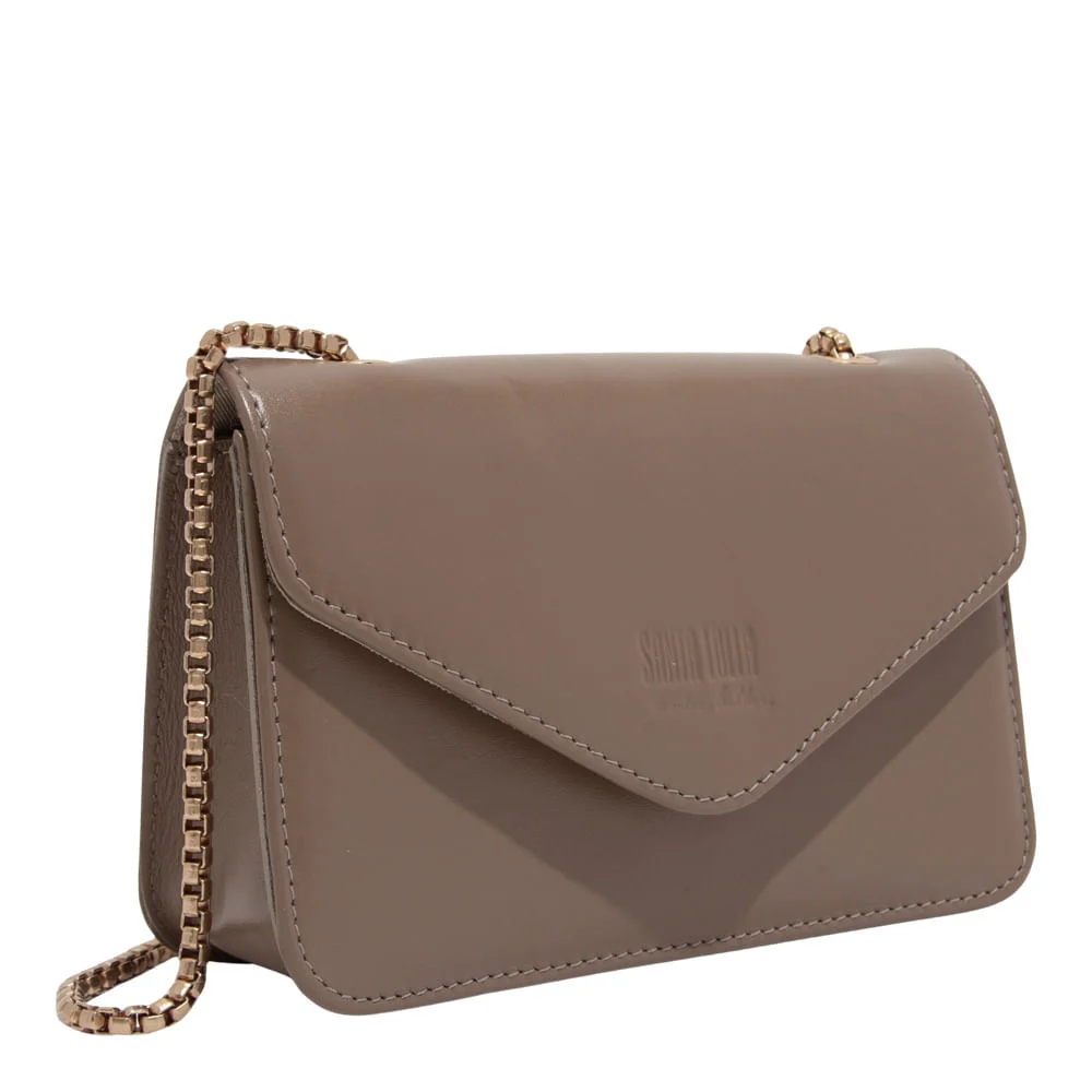 Bolsa Envelope Couro Soft Cinza Alça Transversal - vista 2 de 3