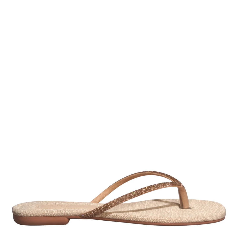 Rasteira Meia Cana Strass Rose - vista 1 de 4