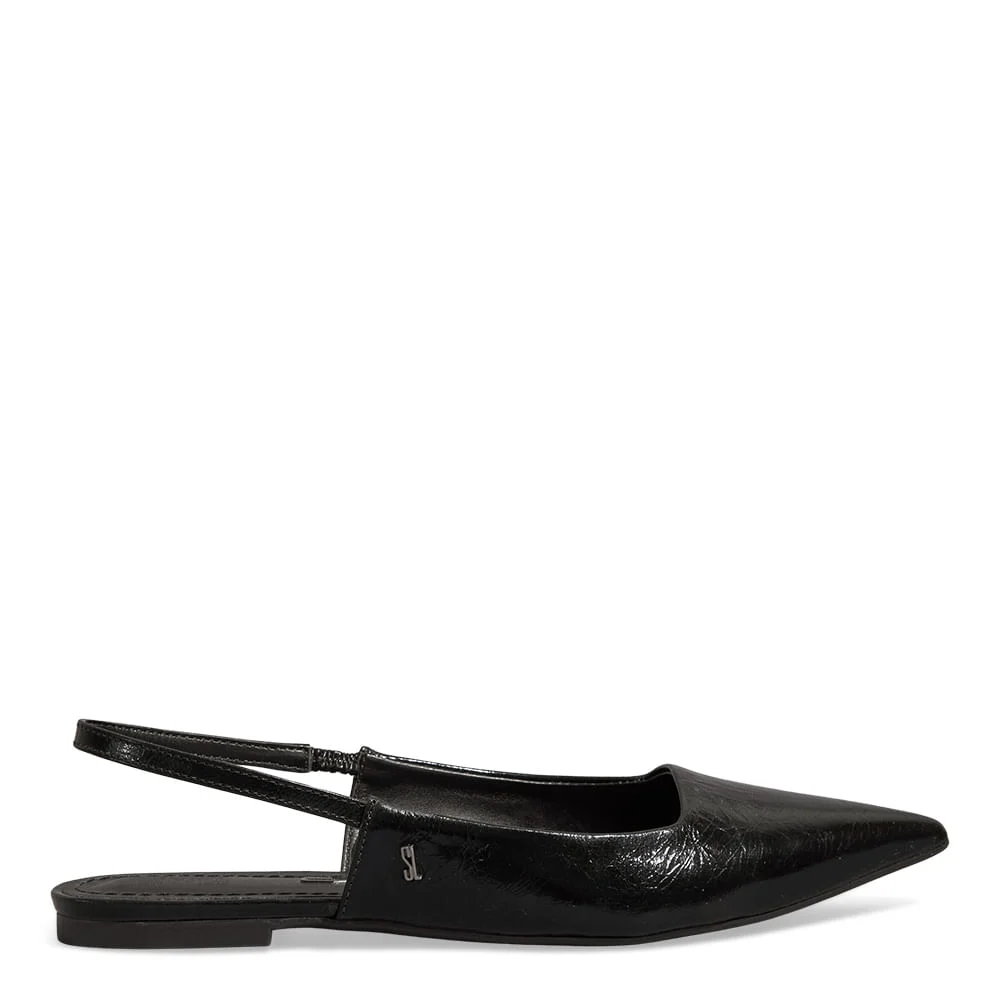 Sapatilha Slingback Metalizada Preta Bico Fico - vista 1 de 4