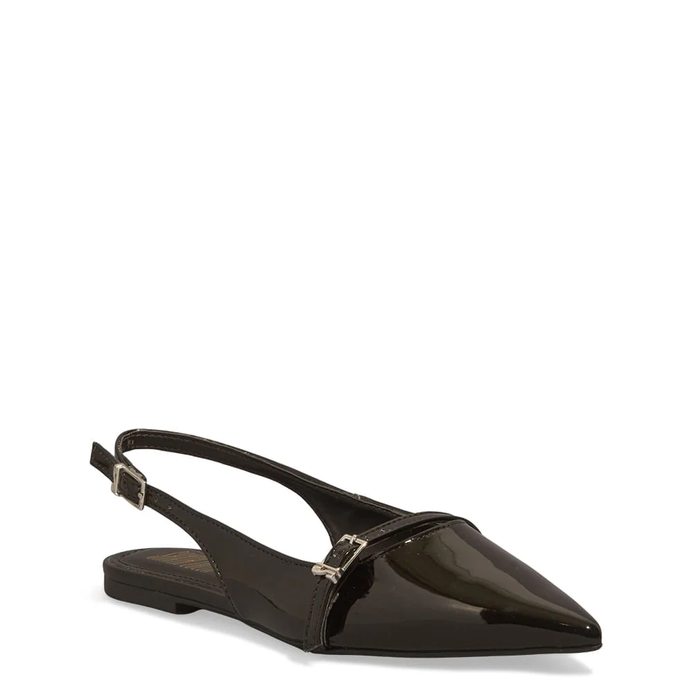 Sapatilha Slingback Bico Fino Preta - vista 2 de 5