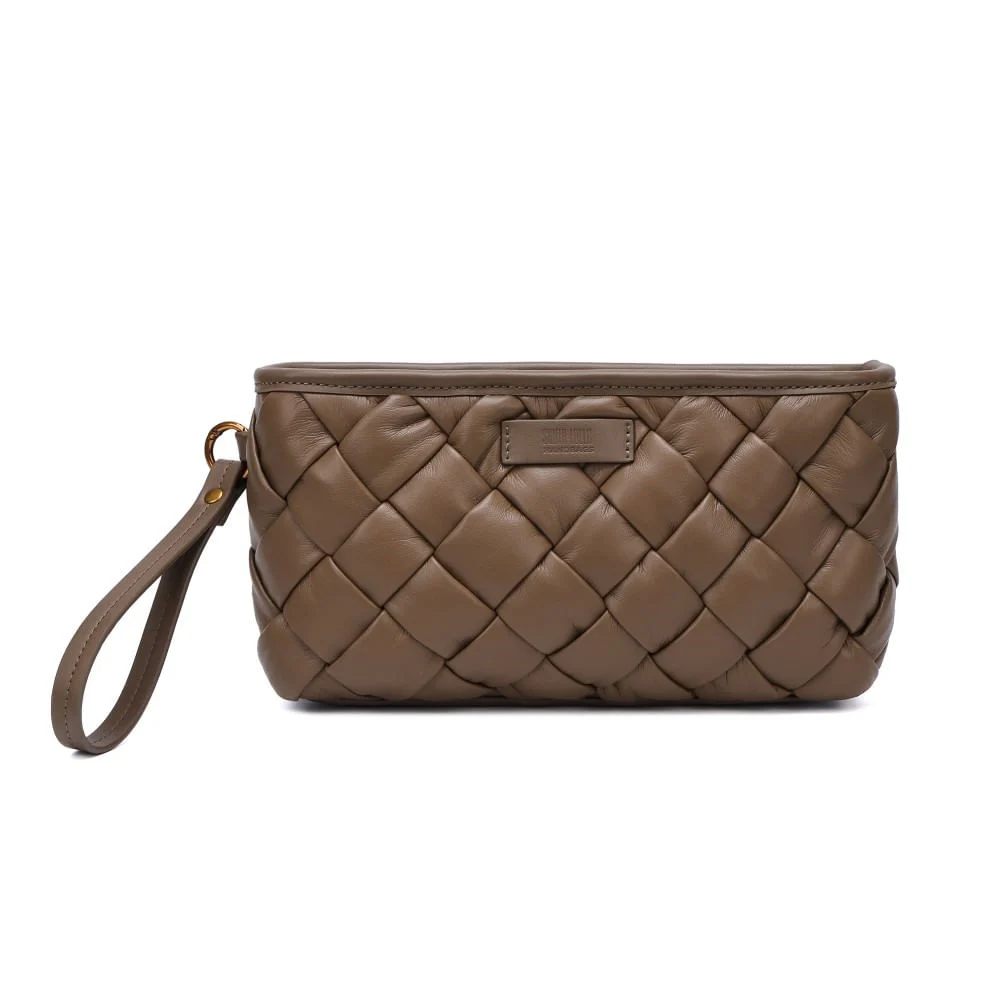 Clutch Pequena Soft Cinza Alça De Mão - vista 1 de 5