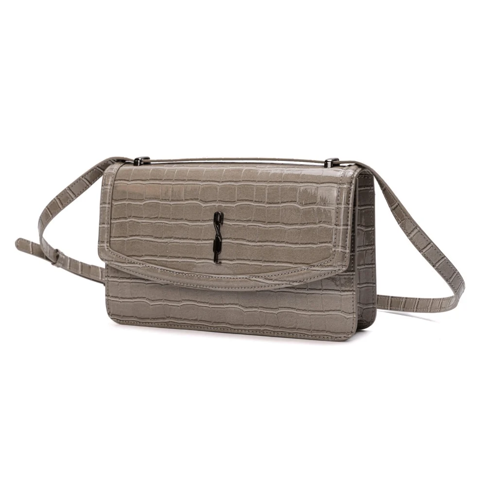 Bolsa Croco Alça Transversal Cinza - vista 3 de 7