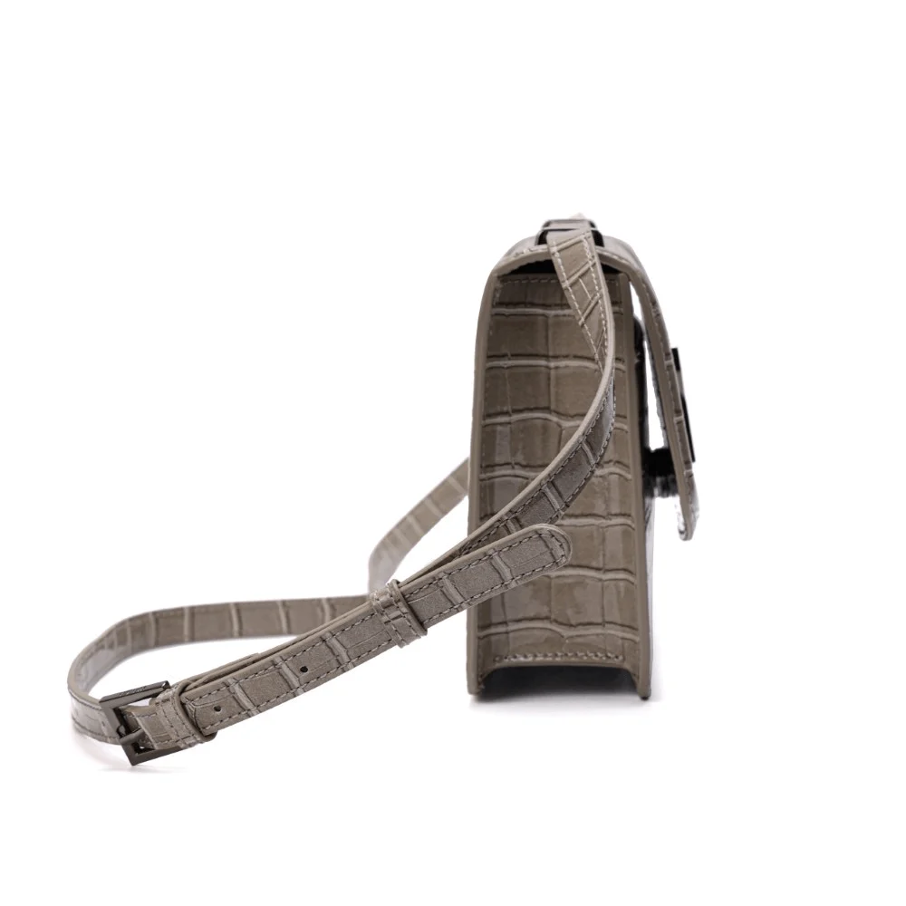 Bolsa Croco Alça Transversal Cinza - vista 4 de 7