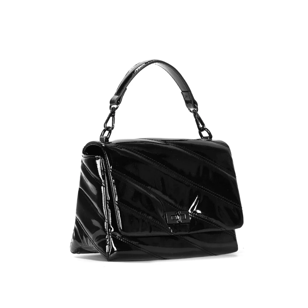 Bolsa Verniz Preta Alça Dupla - vista 2 de 3