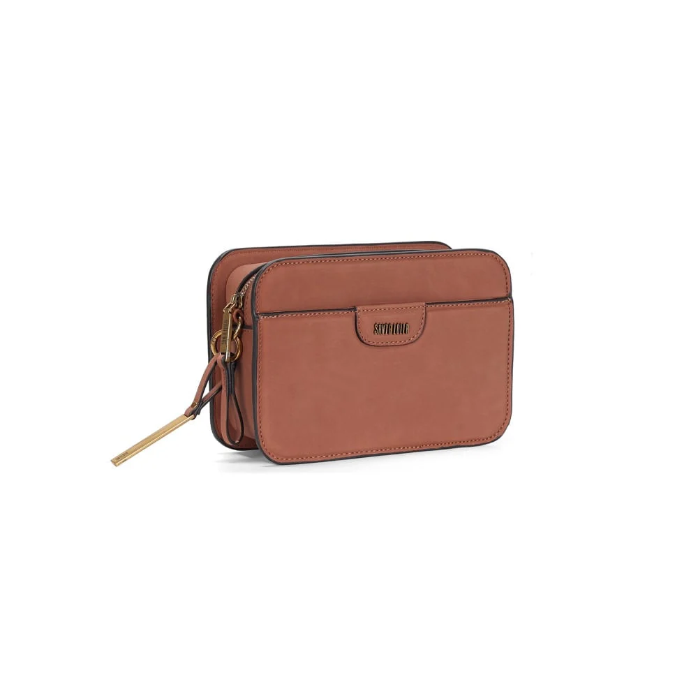 Bolsa Pequena Camurça Marrom Alça Transversal - vista 2 de 3