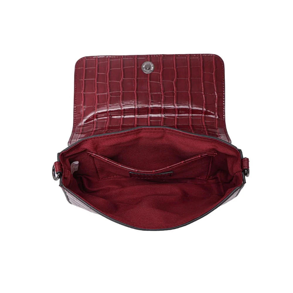 Bolsa Pequena Material Croco Vermelha Alça Transversal - vista 4 de 6
