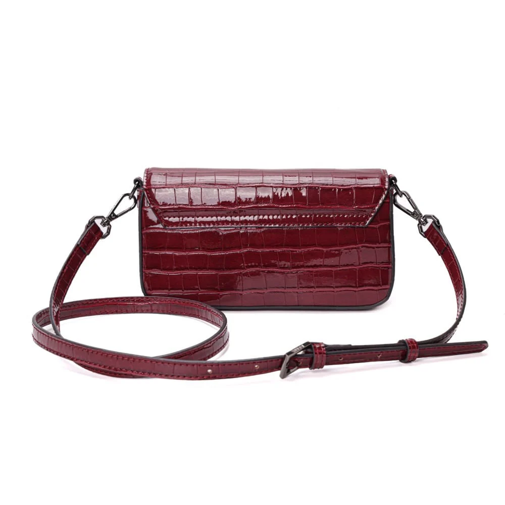 Bolsa Pequena Material Croco Vermelha Alça Transversal - vista 6 de 6