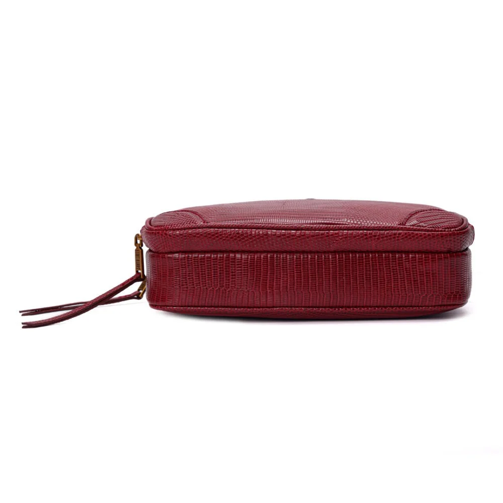 Bolsa Pequena Material Lizard Vermeha Alça Transversal - vista 5 de 6