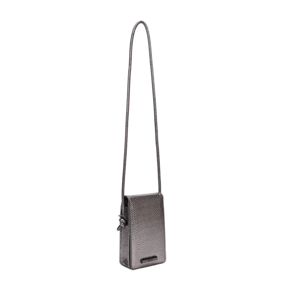 Bolsa Porta Celular Metalizada Textura Cobra Cinza Grafite Alça Transversal - vista 2 de 5