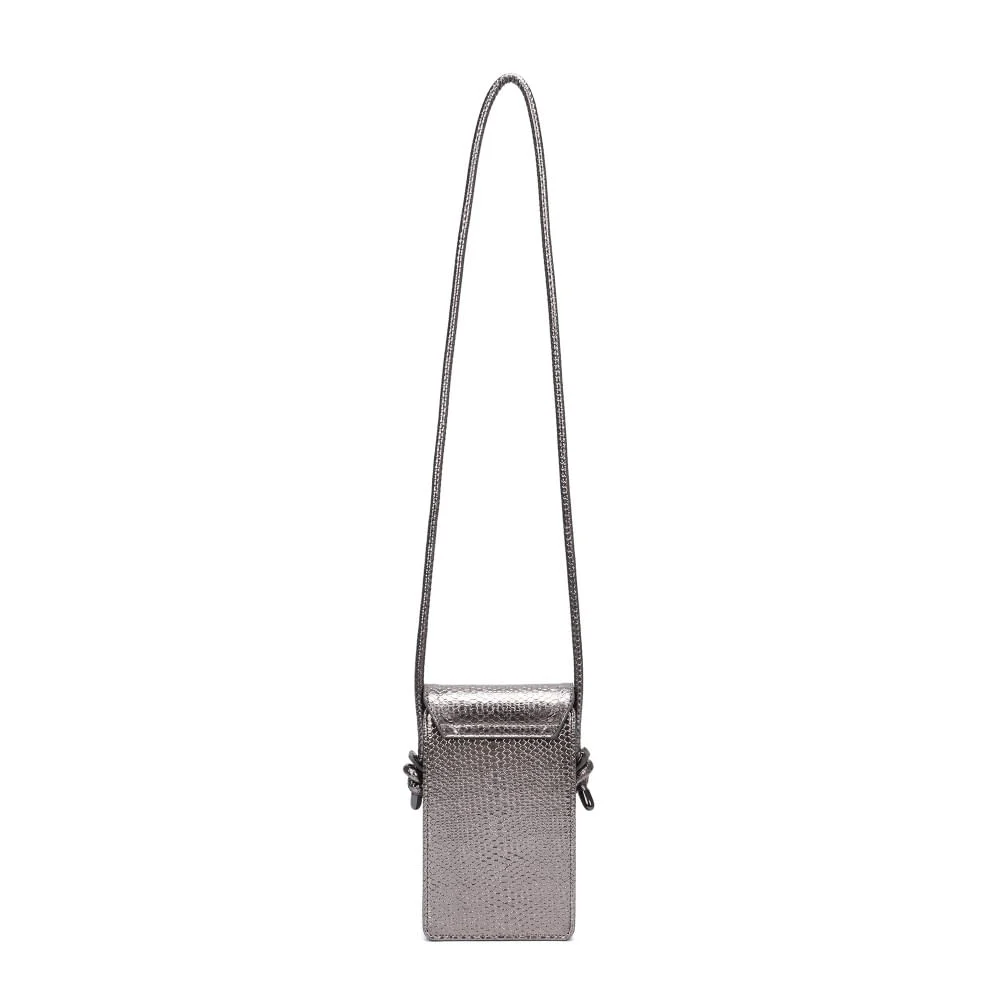 Bolsa Porta Celular Metalizada Textura Cobra Cinza Grafite Alça Transversal - vista 3 de 5