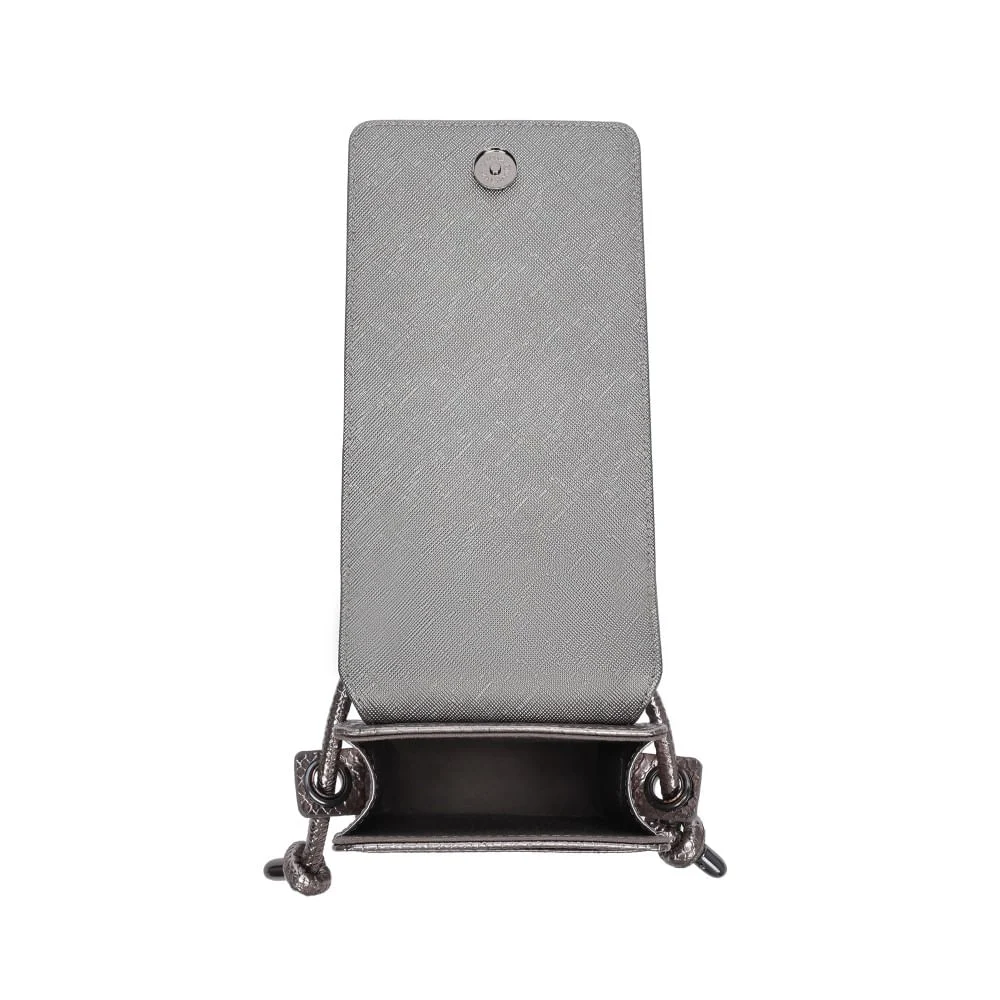 Bolsa Porta Celular Metalizada Textura Cobra Cinza Grafite Alça Transversal - vista 5 de 5