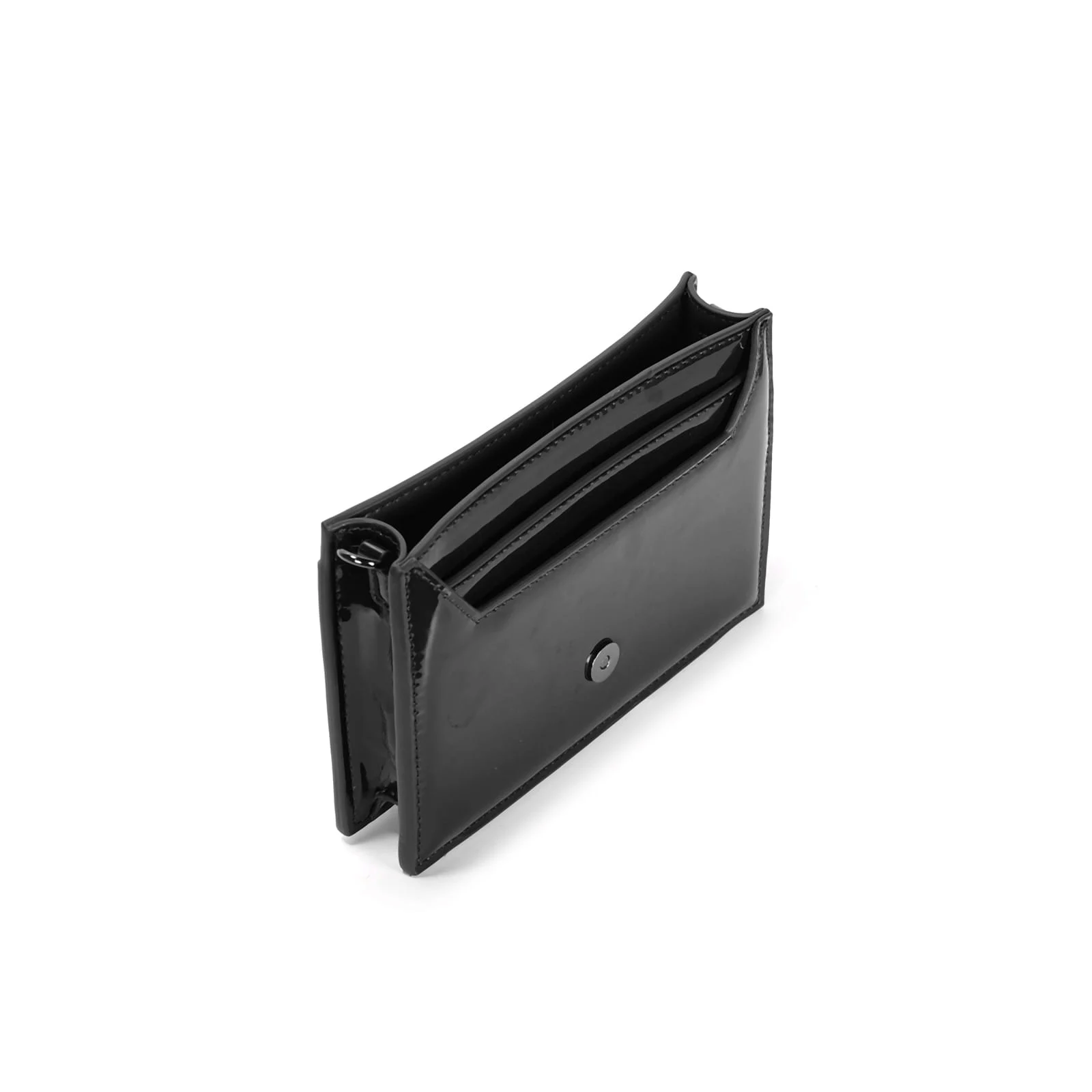Bolsa Carteira Verniz Preto Alça Transversal - vista 3 de 3