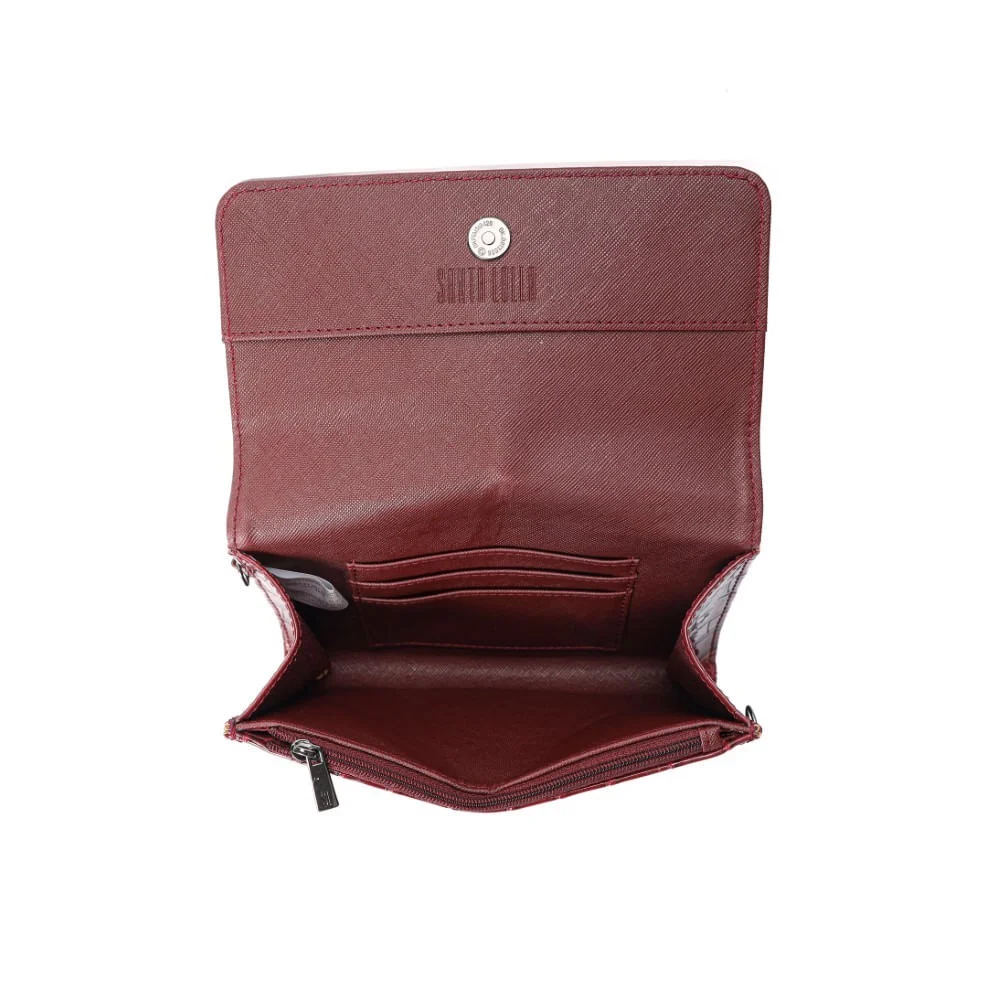 Bolsa Carteira Material Croco Vermelha Alça Transversal Corrente - vista 7 de 7