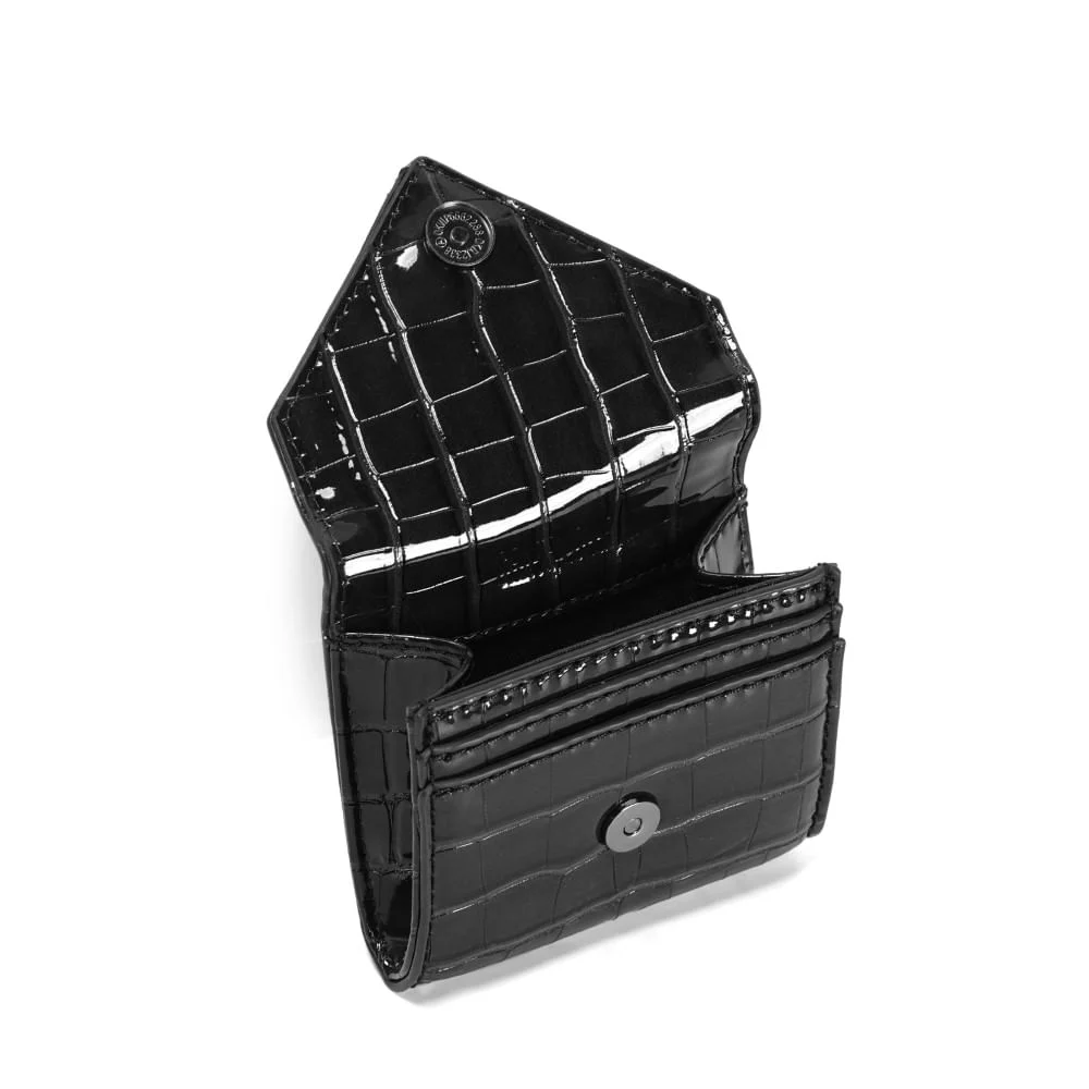 Porta cartao material croco preto 2 - vista 3 de 3