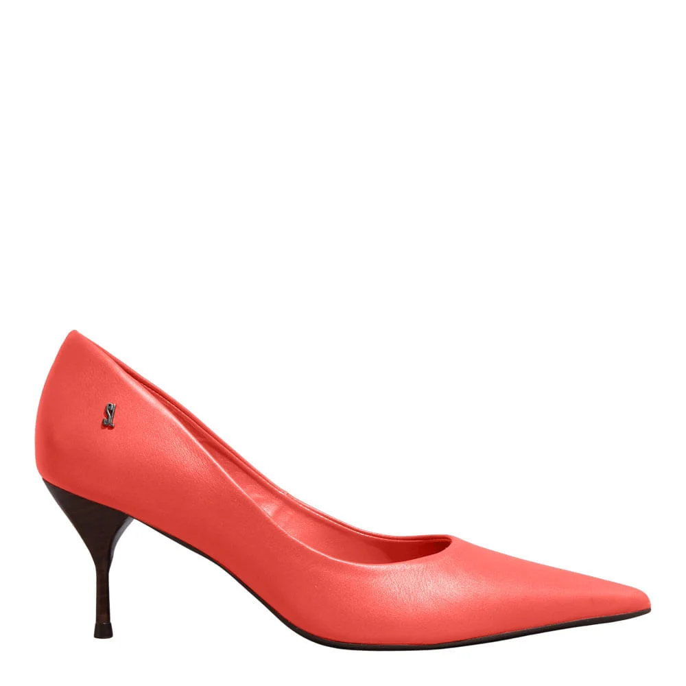 Scarpin Couro Confort Bico Fino Salto Agulha Vermelho Ruby - vista 1 de 3