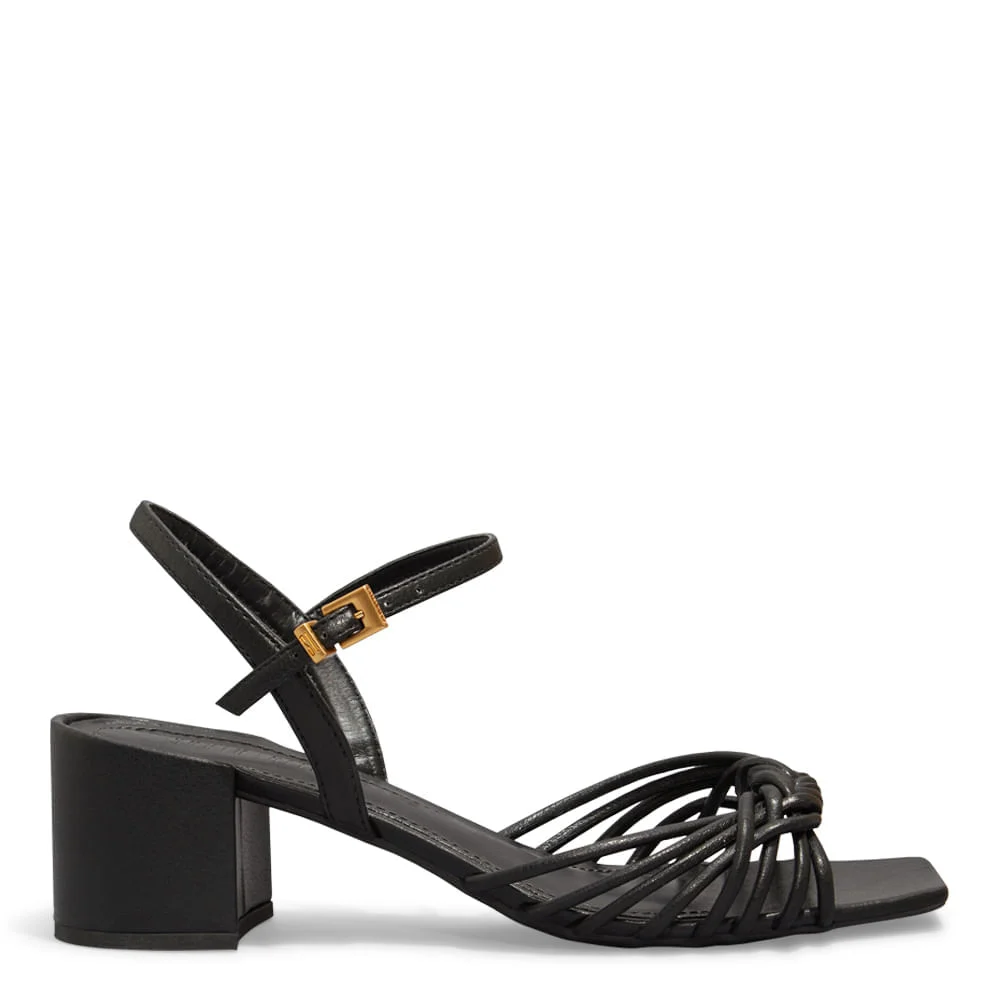 Sandália Napa Soft Preto Salto Bloco Baixo - vista 1 de 4