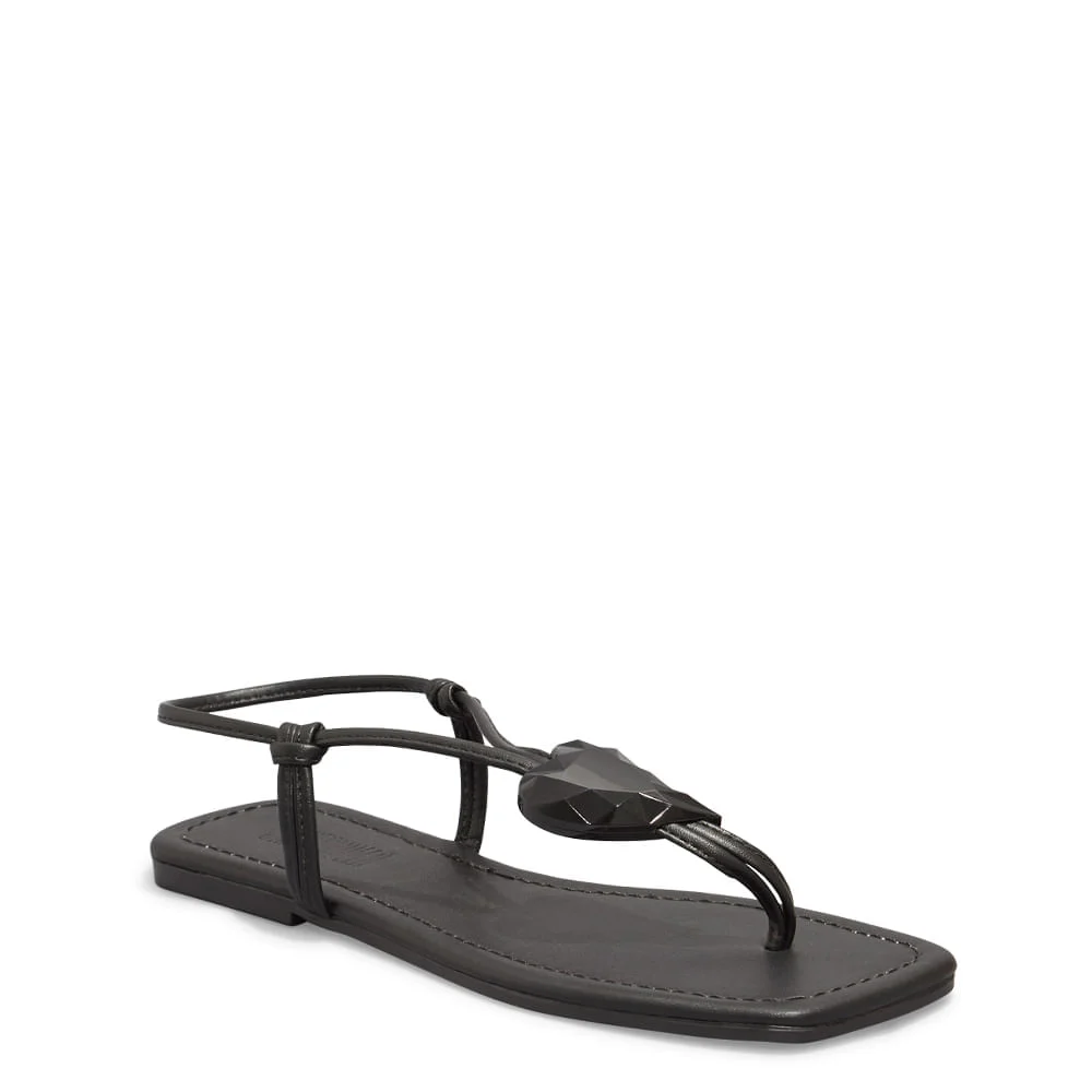 Sandália rasteira Napa Soft Preto Bico Quadrado - vista 2 de 4