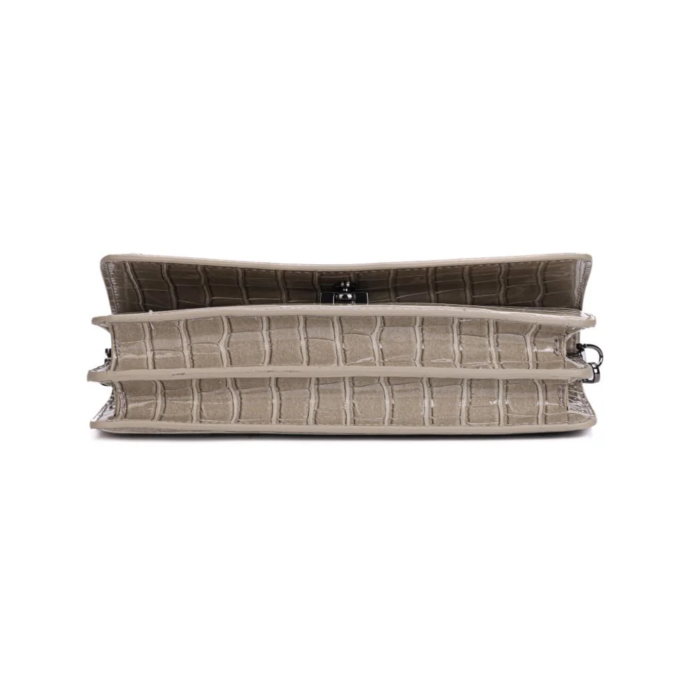 Bolsa Pequena Retangular Material Croco Cinza Alça Dupla - vista 4 de 6