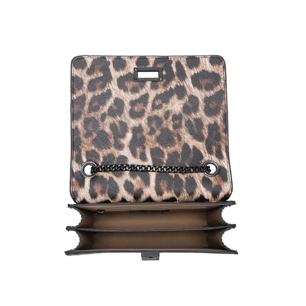 Bolsa Pequena Estampa Animal Print Onça Alça Transversal Corrente - vista 4 de 6
