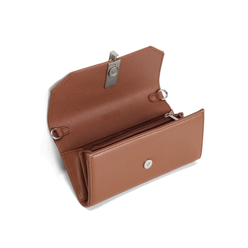 Bolsa Carteira Soft Marrom Safari Alça de Ombro - vista 3 de 3