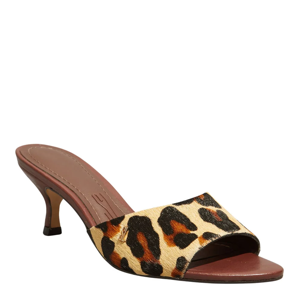 Mule Couro Pelo Salto Baixo Animal Print Onça - vista 2 de 3
