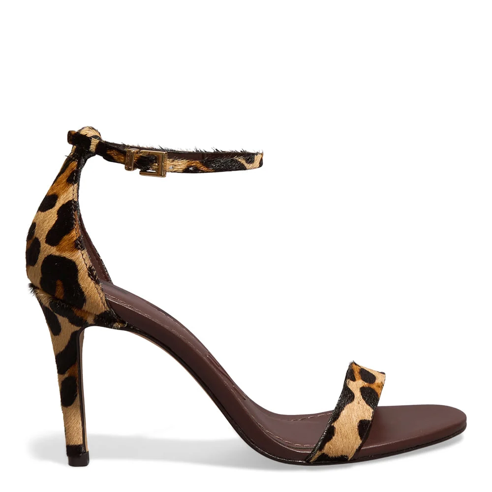 Sandália Couro Estampa Animal Print Onça Salto Alto Fino - vista 1 de 3