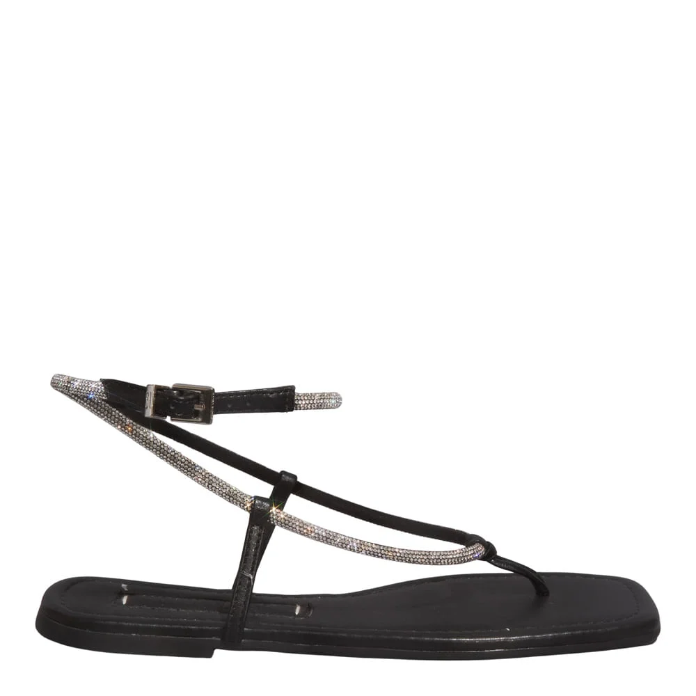 Rasteira Shiny Napa Soft Preto Bico Quadrado - vista 1 de 4