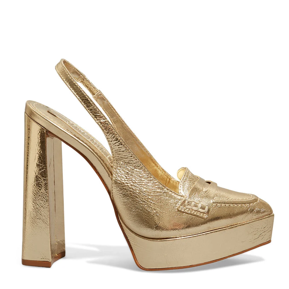 Sandália Plataforma Couro Metalizado Dourado - vista 1 de 3