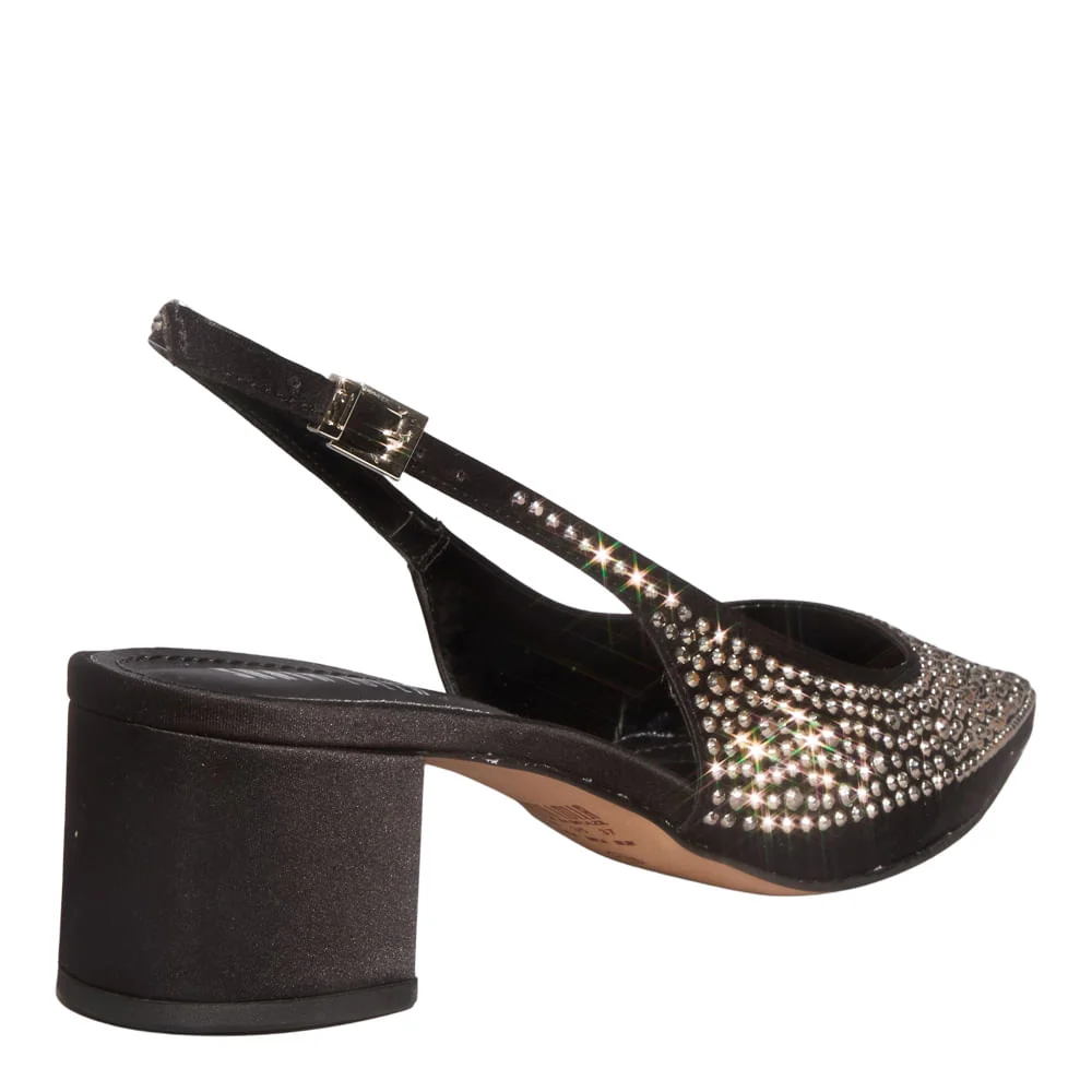 Scarpin Shiny Cetim Salto Bloco Preto - vista 3 de 3