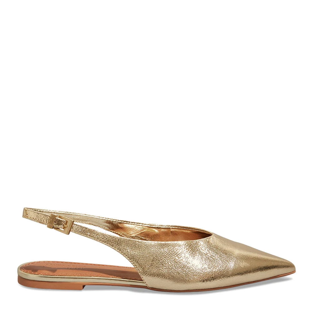 Sapatilha Slingback Couro Metalizada Dourada - vista 1 de 4