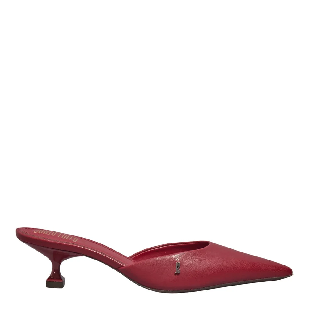 Mule Couro Pelica Vermelho Ruby Salto Baixo Taça - vista 1 de 3